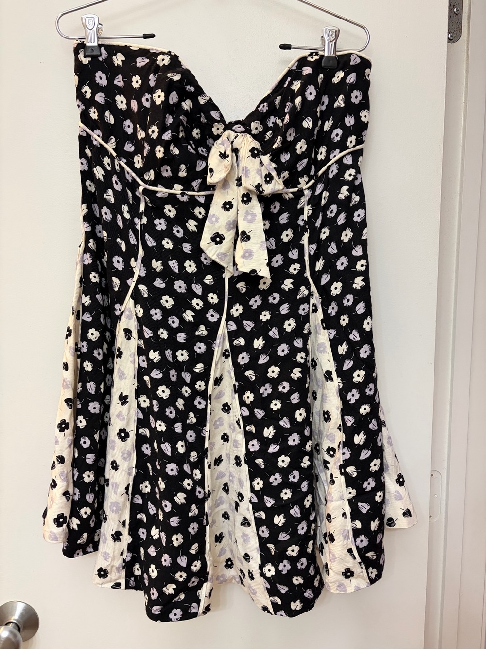 NWOT Maeve Black and Cream Floral Strapless Sweetheart Dress